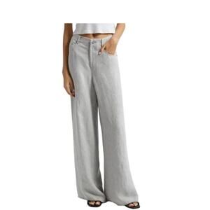 TWP Hemp Wide Leg High Waist Women's Tiny Dancer Light Blue Denim Jeans, 6